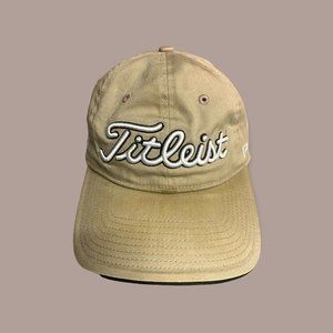 Titleist FJ Pro V1 Tan Beige Strapback Cap Hat Adjustable One Size Fits All Used
